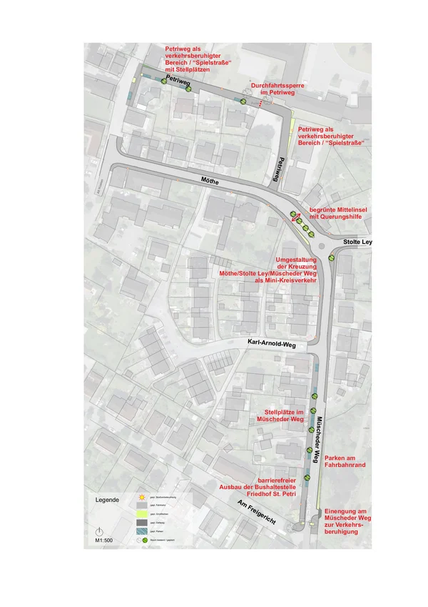 Lageplan der Bauabschnitte Petriweg, Möthe und Müscheder Weg